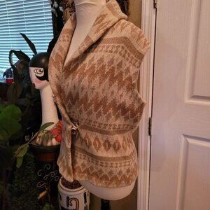 Women's Wool Silk blend sweater Vest Fall Winter Equestrian Preppy brown small